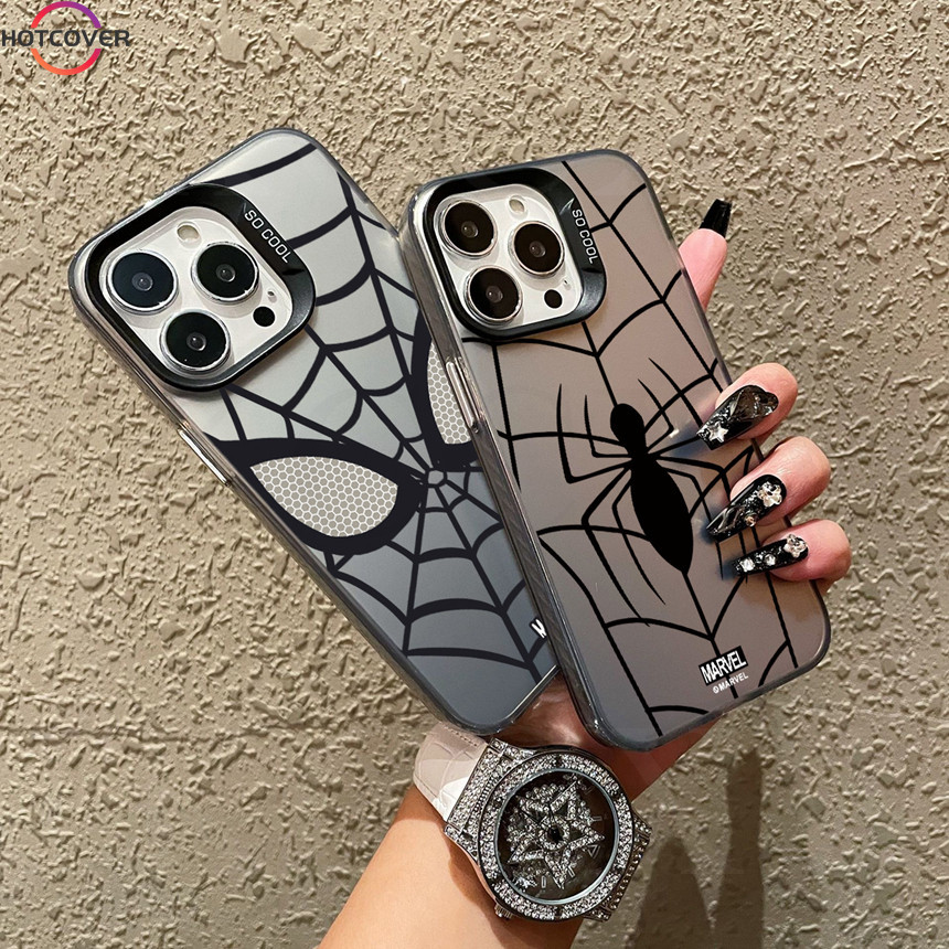 สําหรับ Xiaomi Poco X6 X5 Pro M5S F5 F6 Pro C65 M3 F3 เคสโทรศัพท์ Cool Spider Man หน้ากากตาสีเงิน Double-Layer กันกระแทกปกอ่อน