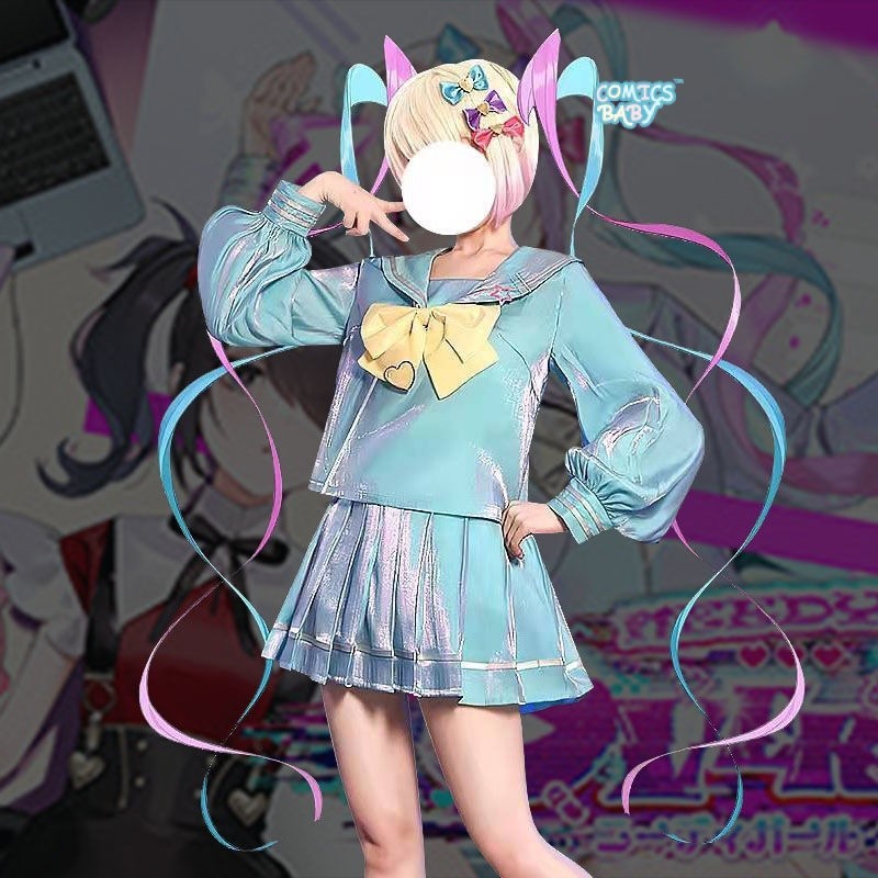 NEEDY GIRL OVERDOSE KAnge Cosplay Costume ชุดกะลาสีสาว Girls Skirt JK Blue sailor suit Anime Halloween Set for Women Clothing 主播女孩重度依赖