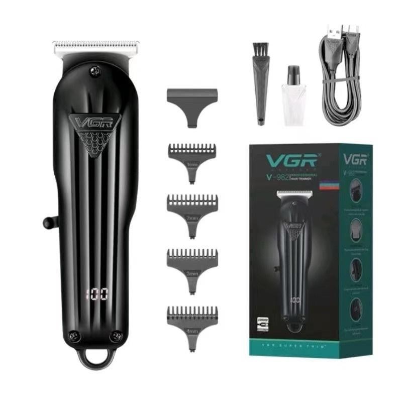 100% VGR V-982 Zero ปรับ Professional ชาร์จผม Trimmer ผมโลหะ Trimmer Mesin Gunting Rambut