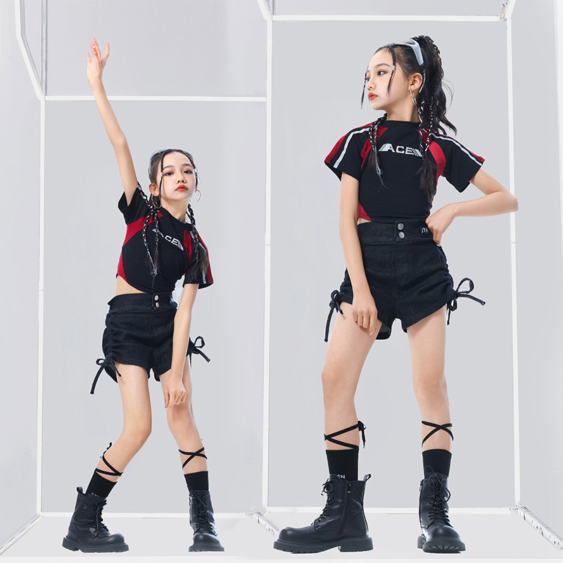 15-75KG ชุดเต้นเด็ก ชุดเต้นแจ๊ส เด็กผู้หญิง เสื้อ ชุด cover dance ชุดฮิปฮอป กางเกง ชุด cover dance เ