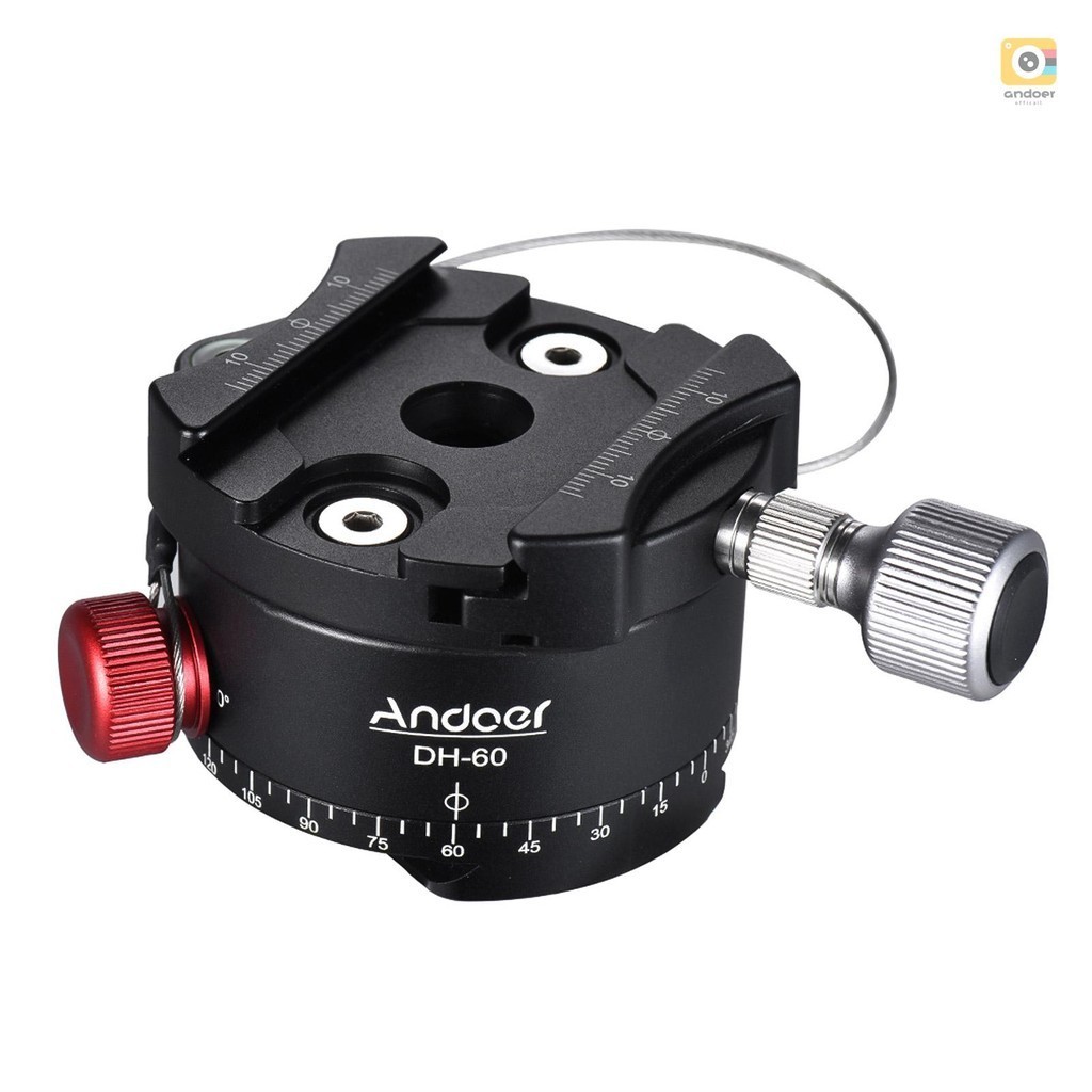 Andoer DH-60 Panoramic Ball Head Indexing Rotator HDR หัวขาตั้งกล้อง CNC อลูมิเนียมอัลลอยด์ Max. โหลด 33Lbs สําหรับกล้อง DSLR