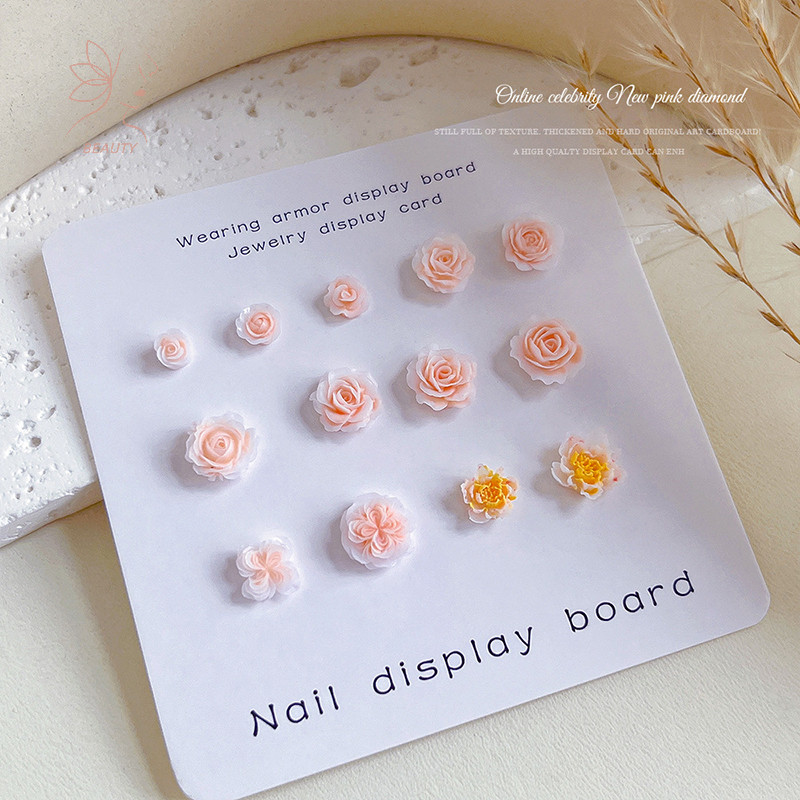 [maybeauty] 20ชิ้นเล็บมินิดอกไม้เรซิ่นอัญมณีหิน DIY เล็บหัตถกรรม 3D สติกเกอร์สําหรับเจลยาทาเล็บอุปกรณ์หลายสี Rose {TH}