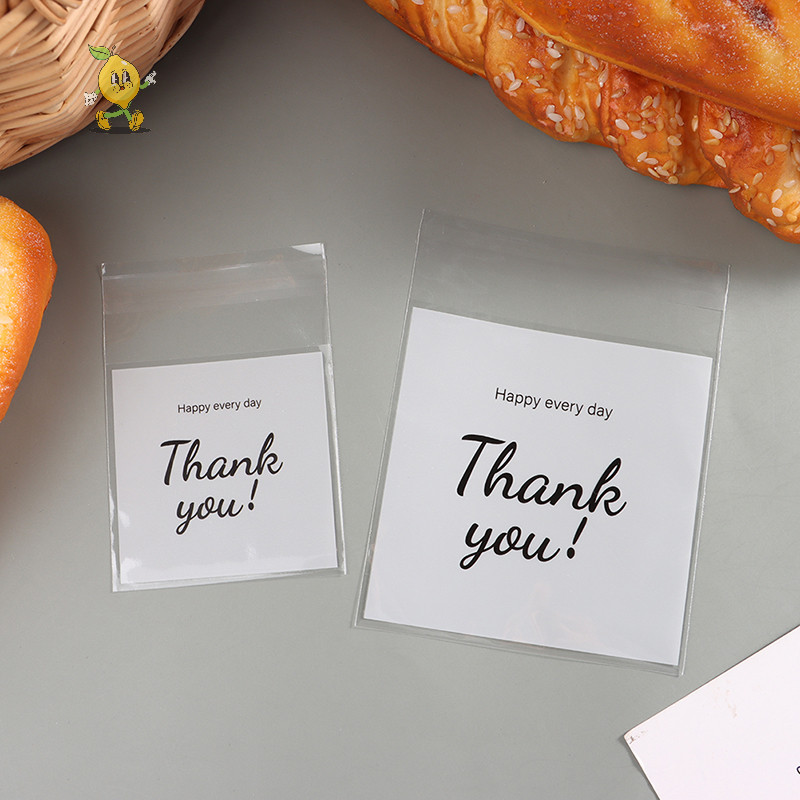 [mozh ] 100 ชิ ้ น/Pack Thank You Clear Bags Self Adhesive Candy Cookie Bakery Pastry Bags [TH ]