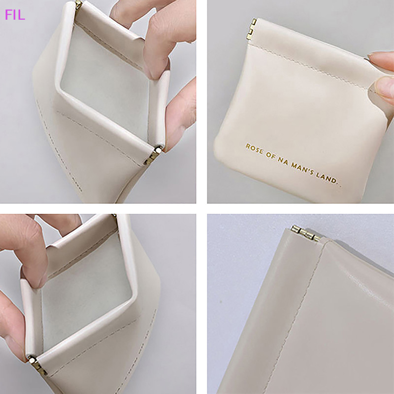 Fil กระเป๋าสตางค์ หนัง PU แบบพกพา พร้อมฝาปิดในตัว สําหรับใส่เหรียญ ลิปสติก เครื่องสําอาง