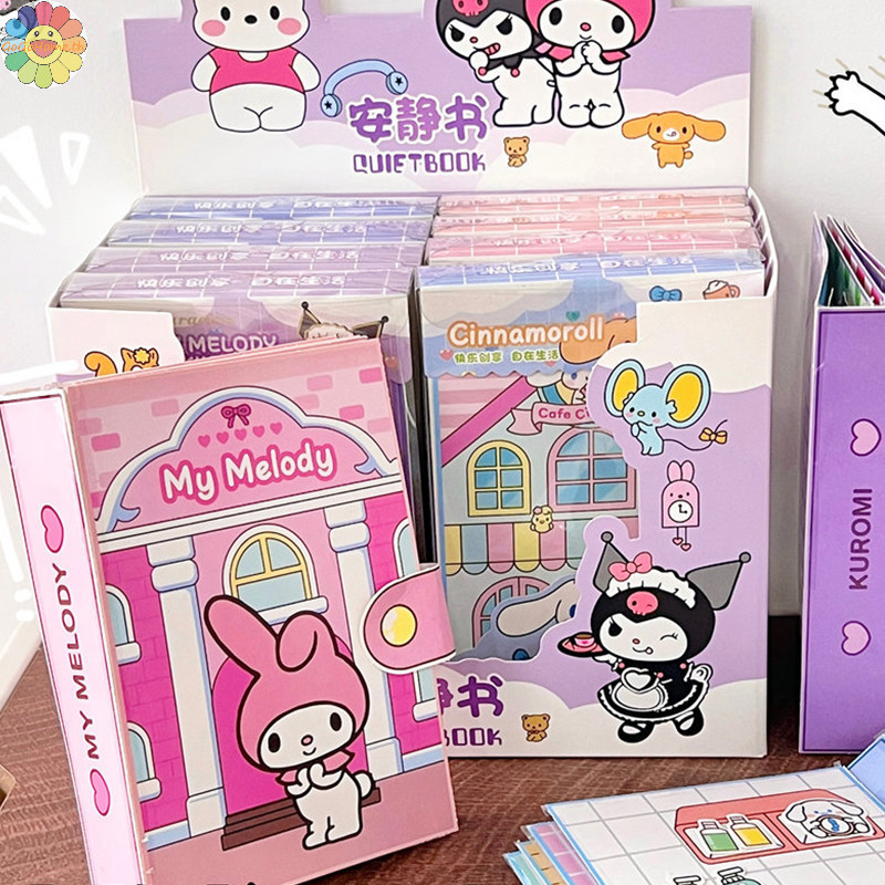 Gogo Sanrio อะนิเมะ Kawaii My Melody Cinnamoroll Pochacco Kuromi Hello Kitty สติกเกอร์เกมหนังสือที่เงียบสงบ DIY วัสดุแพ็คสําหรับเด็กของขวัญ TH