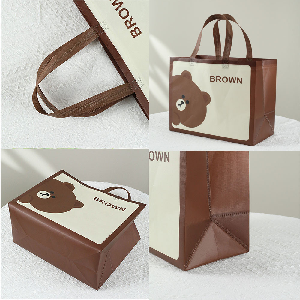 Eco Bag Grocery Takeaway กระเป๋าช้อปปิ้งไม่ทอฟิล์มพับเคลือบนํามาใช้ใหม่การ์ตูนน่ารัก