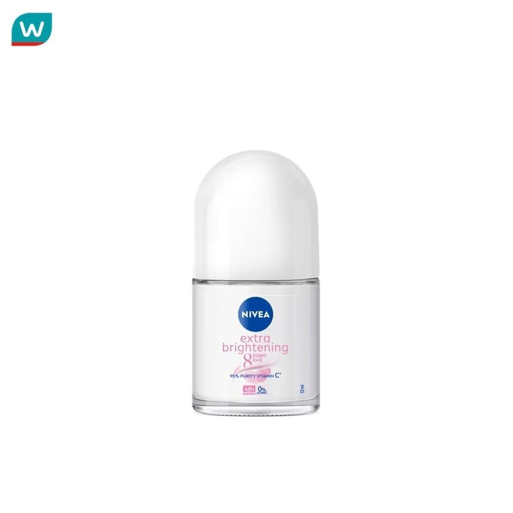 NIVEA นีเวีย โรลออน เอ็กซ์ตร้า ไบรท์เทนนิ่ง 8 ซูเปอร์ ฟู้ด 12 มล. โรลออน ระงับกลิ่นกาย