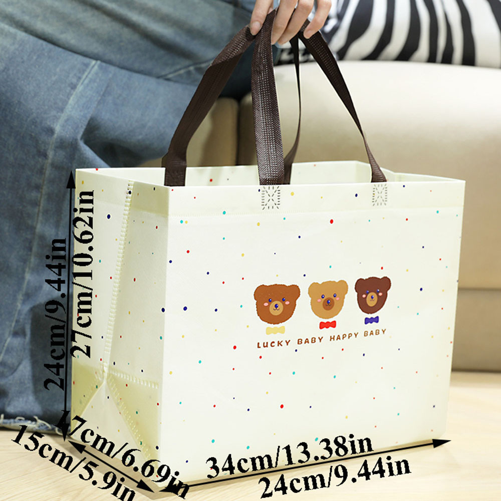 Eco Bag Grocery Takeaway กระเป๋าช้อปปิ้งไม่ทอฟิล์มพับเคลือบนํามาใช้ใหม่การ์ตูนน่ารัก