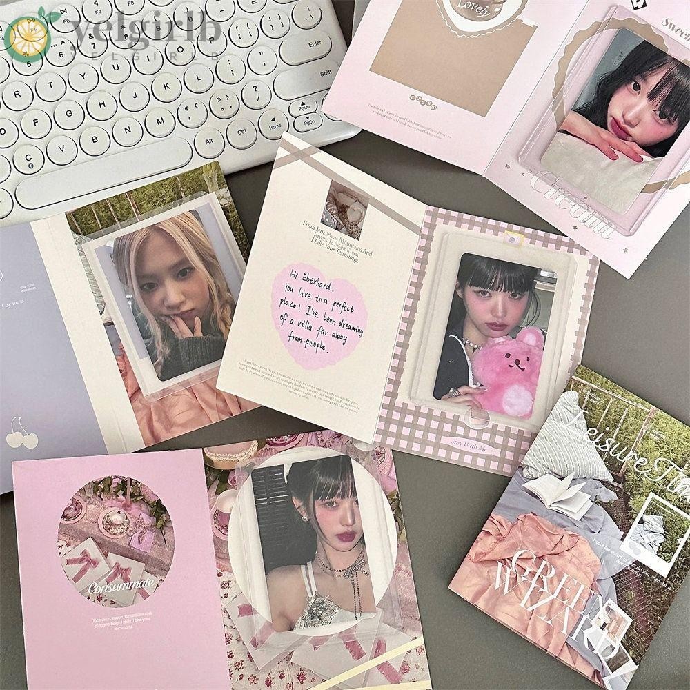 Yelgirlb การ์ดพับ, การ์ดอวยพรสไตล์ Pastoral ขนาด 3 นิ้ว, แฟชั่น Fix Decor กระดาษบอร์ด DIY Photo Card