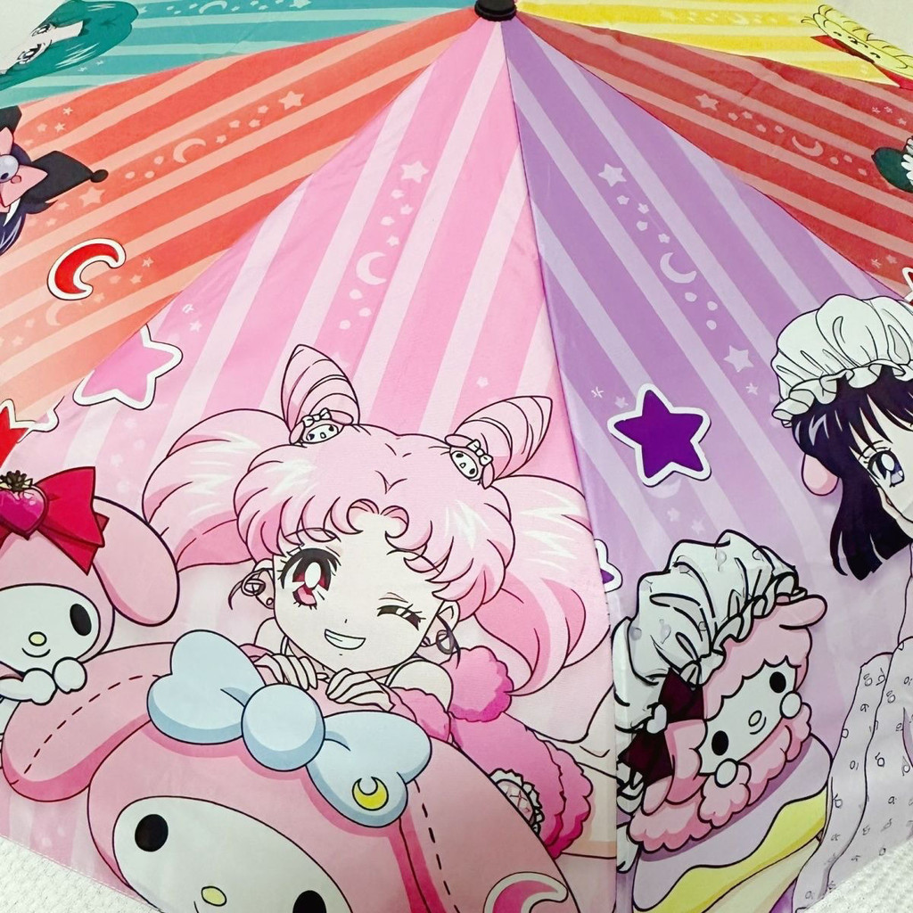 SANRIO ซานริโอ ร่มกันแดดอัตโนมัติป้องกันแสงแดดป้องกันรังสียูวีการ์ตูนทนทานฝนและฝนร่มกันแดดแบบใช้คู่ร่มหนาน่ารักสําหรับผู้หญิงสําหรับเด