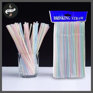 หลอดพลาสติกแบบสีงอได้ แพ็ค100 เส้น #Q-0022