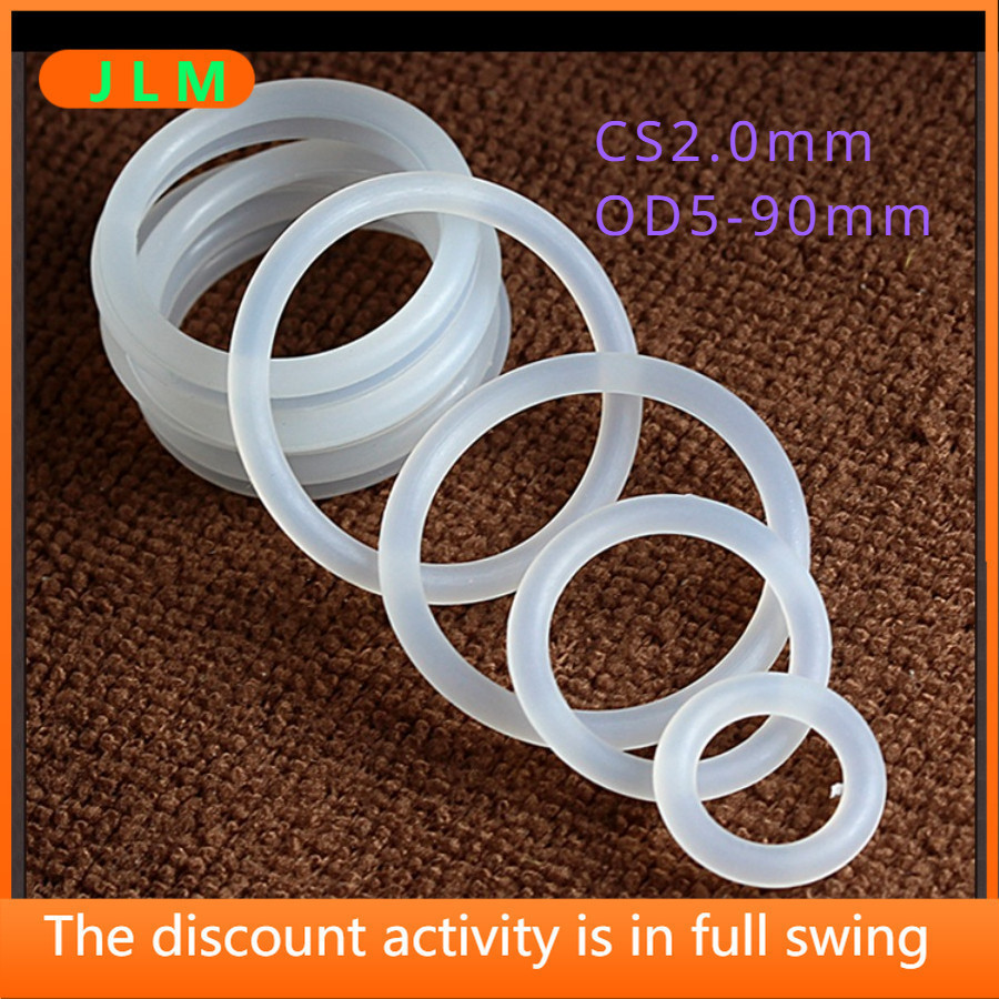 ( ♘JLMA4🏠 [CS2.0mm * Od5-70mm ] แหวนปิดผนึกซิลิโคนสีขาว o-Ring ทนอุณหภูมิสูงเกรดอาหารกันน ้ ําแหวนยาง o-Ring