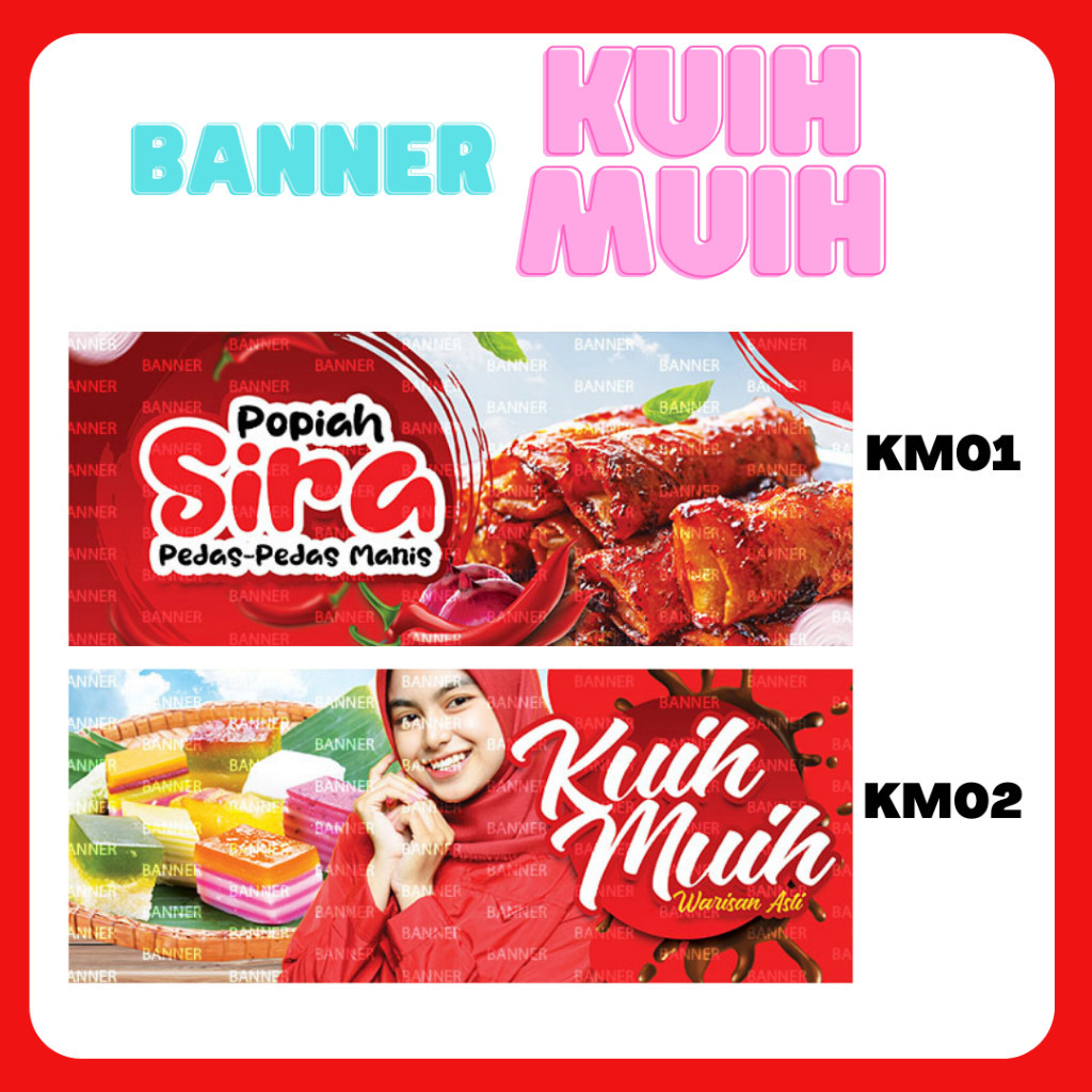 แบนเนอร์ Kuih Muih Streamer Popia Sira Popiah Basah Putu Bamboo Bomboloni Donut Keria Gula Melaka RO