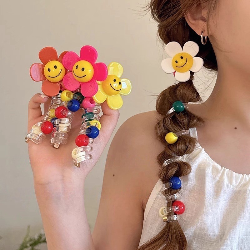 ใหม ่ ที ่ มีสีสัน Hairband โปร ่ งใสสายโทรศัพท ์ แถบคาดศีรษะดอกไม ้ ผมสาวน ่ ารักอุปกรณ ์ เสริมผม
