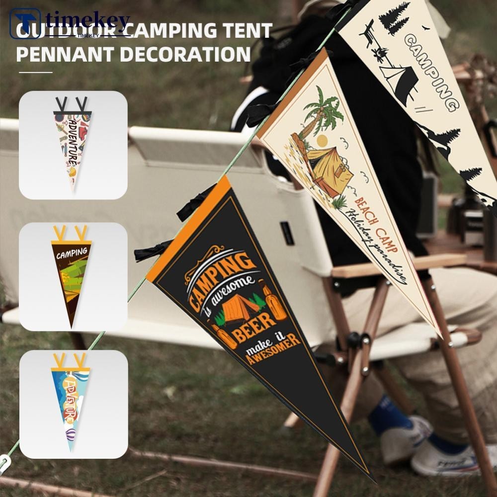 Timekey เต็นท์แคมป์กลางแจ้ง Pennant Picnic Canopy บรรยากาศตกแต่ง Camp แขวนธงฉากวันหยุด Felt Bunting U4Z8