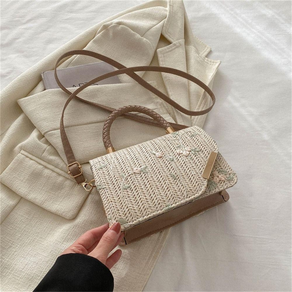 Olvido Straw Bag, Bohemian หวายหญ ้ าทอ Bag, แฟชั ่ น Handmade Braid กระเป ๋ าถือความจุขนาดใหญ ่ สําหรับผู ้ หญิงหญิง