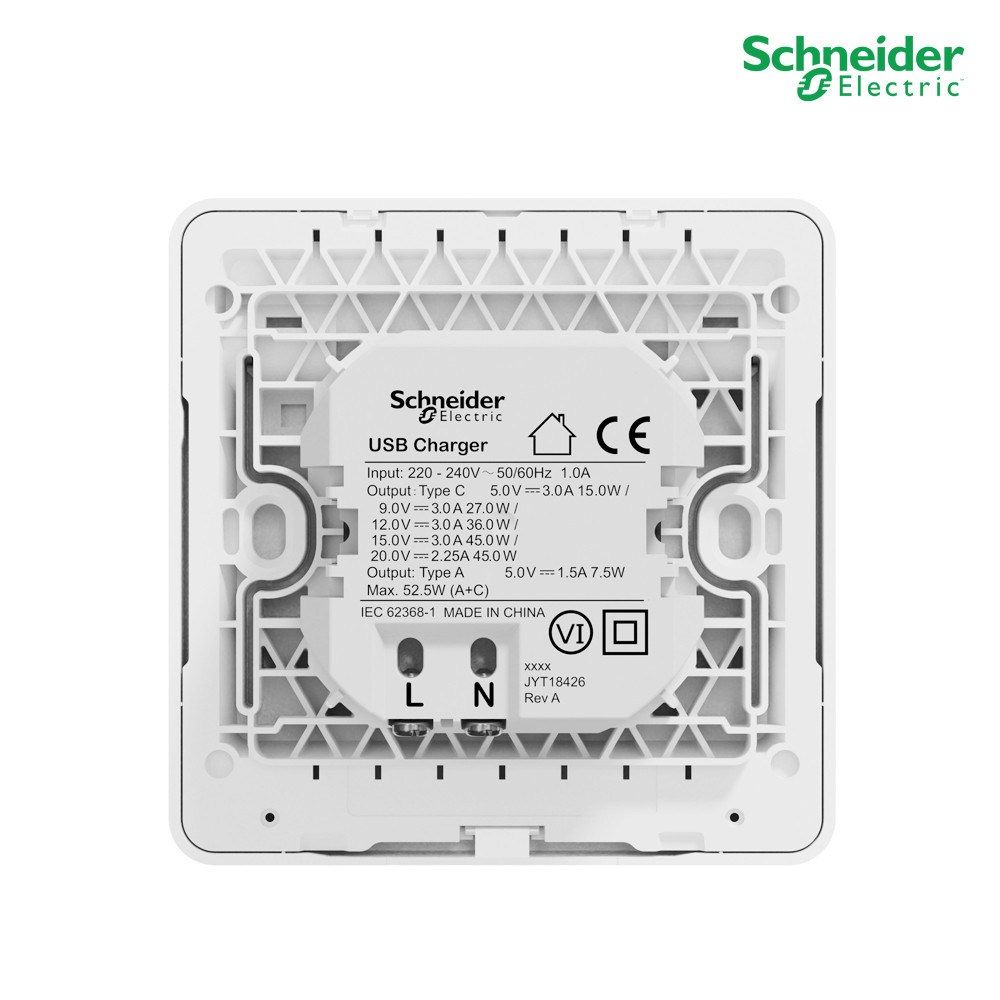 Schneider ชุดเต้ารับ USB Type A+C 45W พร้อมที่วางโทรศัพท์ สีทอง รหัส E832USB45_WG รุ่น Avataron E ราคา ถูกที่สุด ดีลบีเคเค แกลเลอรีภาพที่ 4