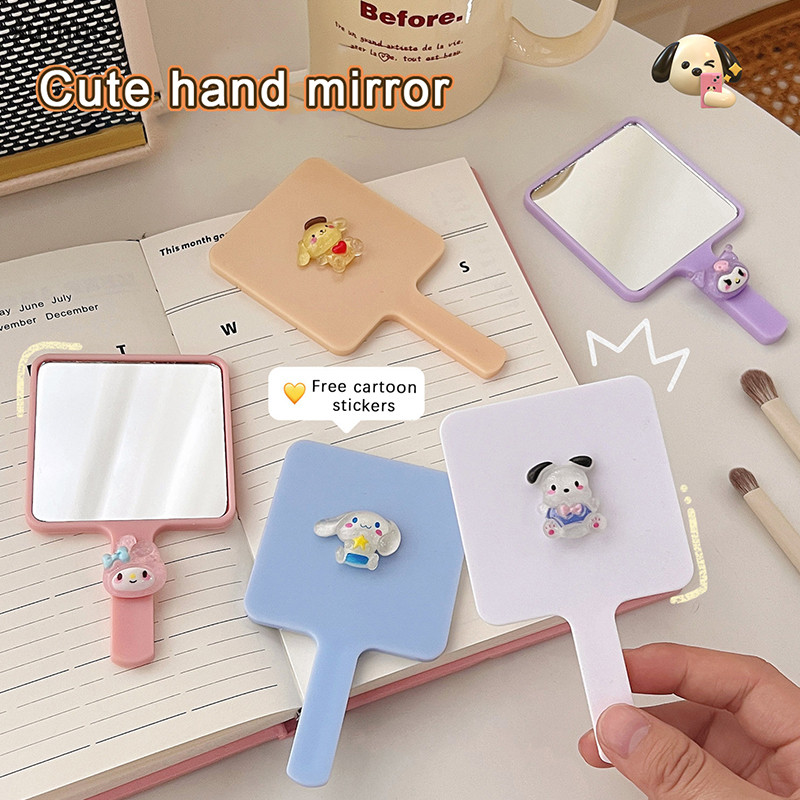 Xut กระจกต่อขนตาจับแบบพกพาสแควร์มือถือการ์ตูนน่ารักสัตว์เลี้ยงกระจกแต่งหน้าผู้หญิงเครื่องสําอางสปาร้านเสริมสวยอุปกรณ์ N