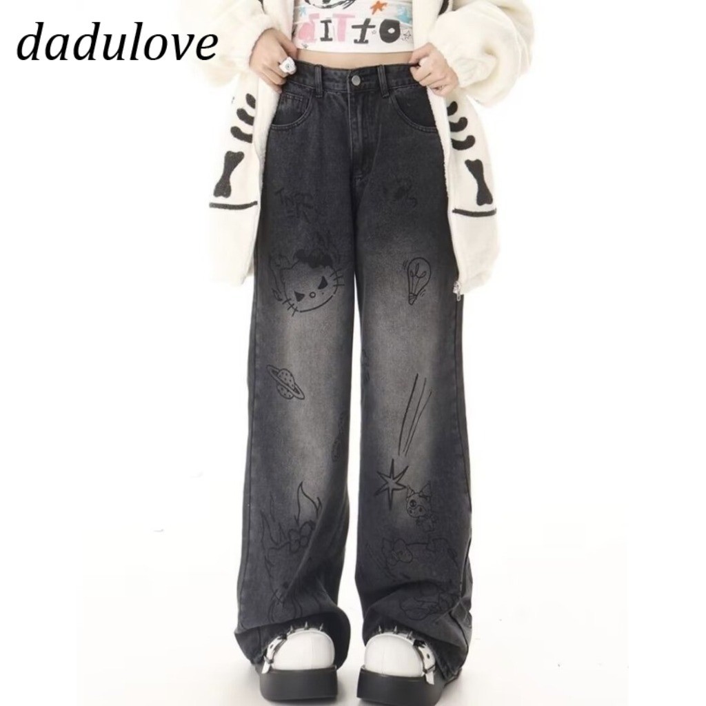 DaDulove New American Style Ins High Street Hip Hop Jeans Niche High Waist Loose Wide Leg Pants plus Size Trousers