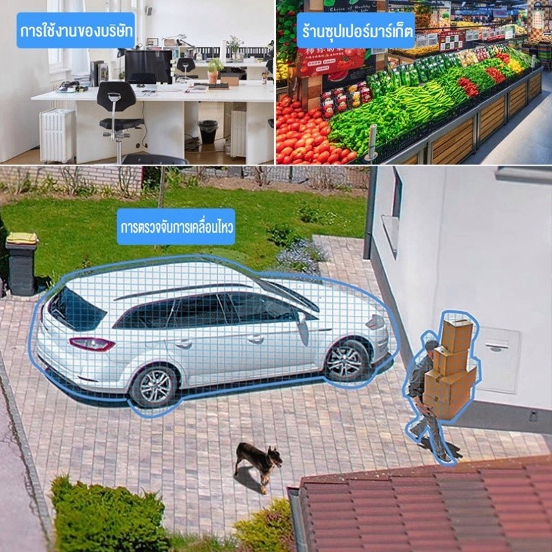 กล้องวงจรปิด ไร้สายกันน้ํา เสียงสองทาการตรวจจับการเคลื่อนไหว 360°PTZ กล้องวงจร Full HD wifi Camera V380PRO