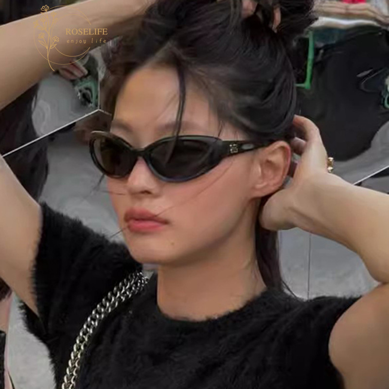 Roselife Cool แฟชั่น Black Cat Eye แว่นตากันแดดขี่จักรยานสําหรับผู้หญิงผู้ชายป้องกันรังสีแว่นตาวันหยุดกลางแจ้งแว่นตา