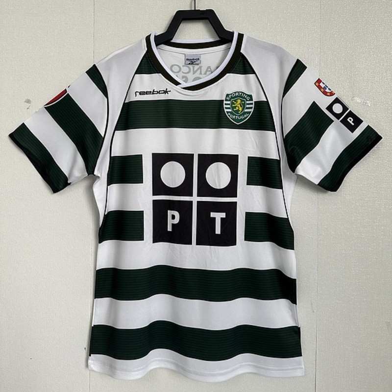Retro Edition 01-03 Sporting CP Home Jersey S-2XL,สามารถเพิ่มชื่อและหมายเลขของคุณได้
