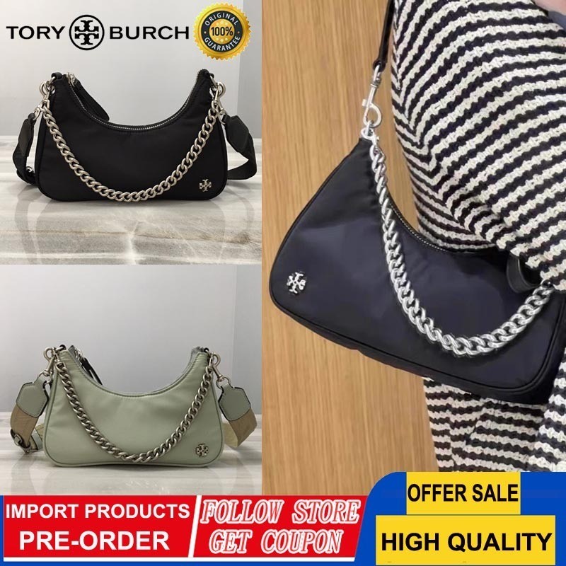 Tory Burch Crescent Bag Womens Bag Mercer Nylon Cloth Armpit Bag Chain Shoulder Crossbody Bag