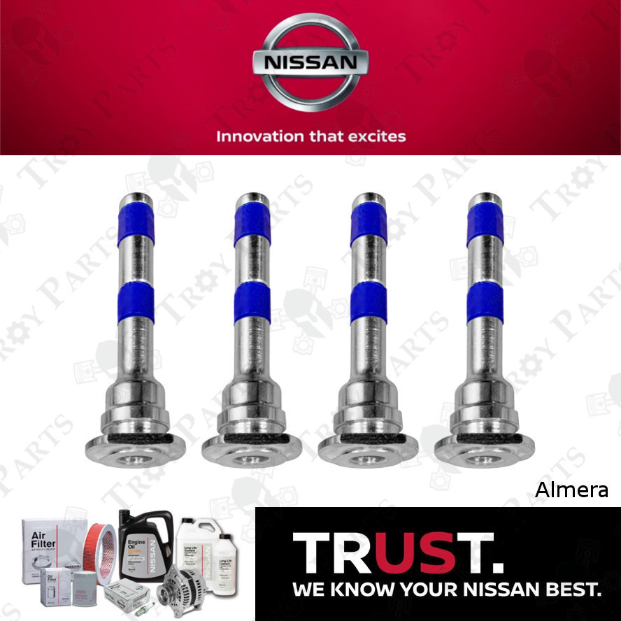 (4 ชิ้น) Nissan Disc เบรค Caliper Guide Pin Bolt ปลอกซิลิโคนซิลิคอนด้านหน้า Nissan Almera N17 1.5 Se