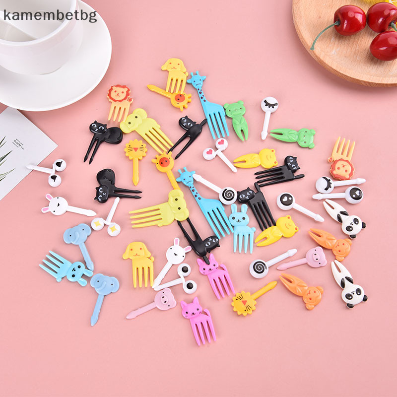 Kamembetbg ส้อมผลไม้มินิการ์ตูนเด็กอาหารผลไม้ Pick ไม้จิ้มฟัน Party Decor สีสุ่ม TH