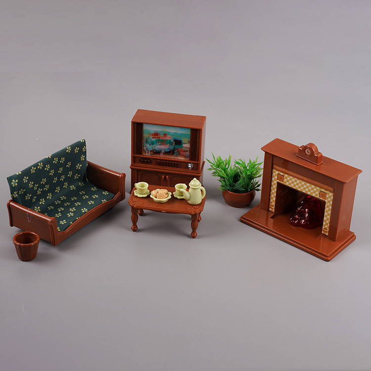 ครอบครัวสัตว์มินิกระต่ายบ้านตุ๊กตาเด็กเล่นบ้านจําลองเฟอร์นิเจอร์ชุดบ้านตุ๊กตาสาวของเล่น