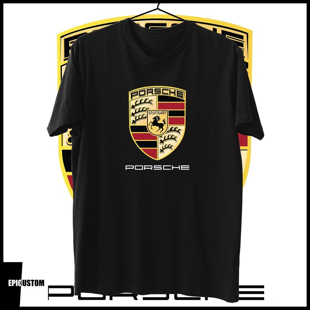 Porsche Big โลโก้ Motorsports Design Tee ผ้าฝ้าย 1 ใส่เดินทาง S-5XL y2k สินค้ามาใหม่ สไตล์ เกาหลี