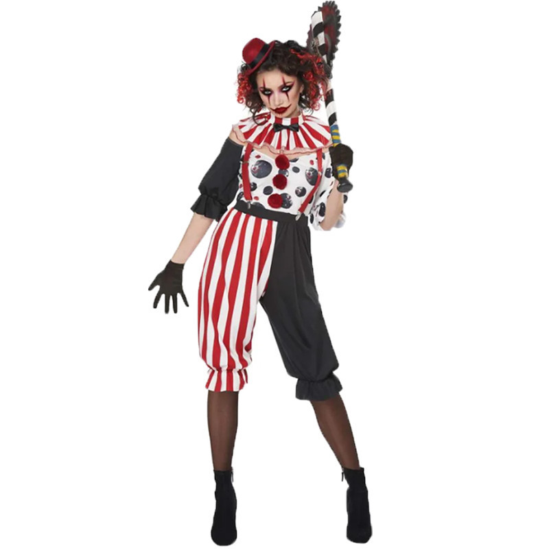 Evil Clown เครื่องแต่งกายผู้หญิงฮาโลวีนแฟนซีชุดผู้ใหญ่ตลก Circus Clown คอสเพลย์เครื่องแต่งกาย Carniv