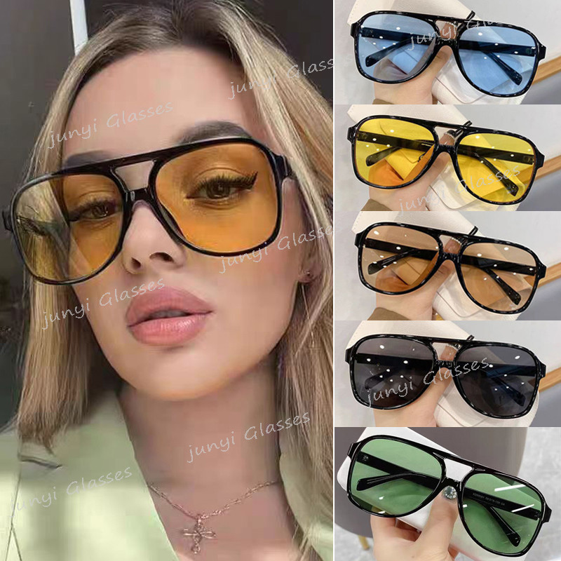Retro สไตล์ Double Beam แว่นตากันแดดกรอบใหญ่สําหรับผู้หญิงผู้ชายรอบแฟชั่น Unisex แว่นตากันแดดกลางแจ้ง UV Resistance Shades สําหรับผู้หญิง Man ราคา ถูกที่สุด ดีลบีเคเค