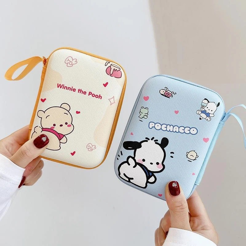 SANRIO ซานริโอ การ์ตูน คุโรมิ กระเป๋าเก็บของความจุขนาดใหญ่สายเคเบิลข้อมูลชาร์จกล่องเก็บเด็กการ์ตูนพกเหรียญ