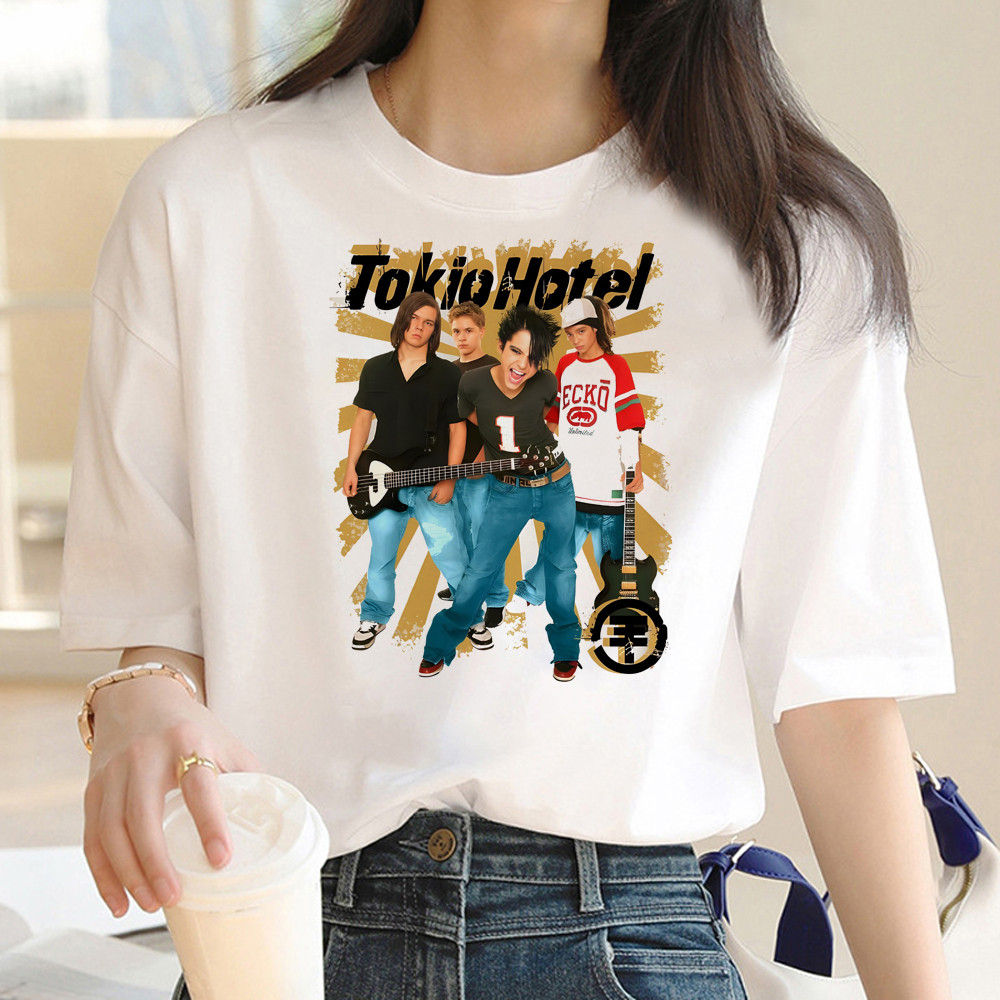 Tom Kaulitz Tokio Hotel top ผู้หญิง Y2K เสื้อยืดสาว 2000s เสื้อผ้า