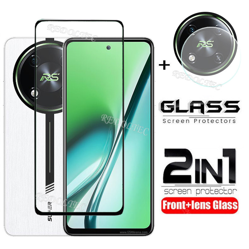 Itel RS4 2 in 1 ป้องกันหน้าจอ + เลนส์ป้องกันเต็มกาว Itel RS4 RS 4 ฟิล์มกระจกนิรภัยป้องกันกล้อง Flim ป้องกัน