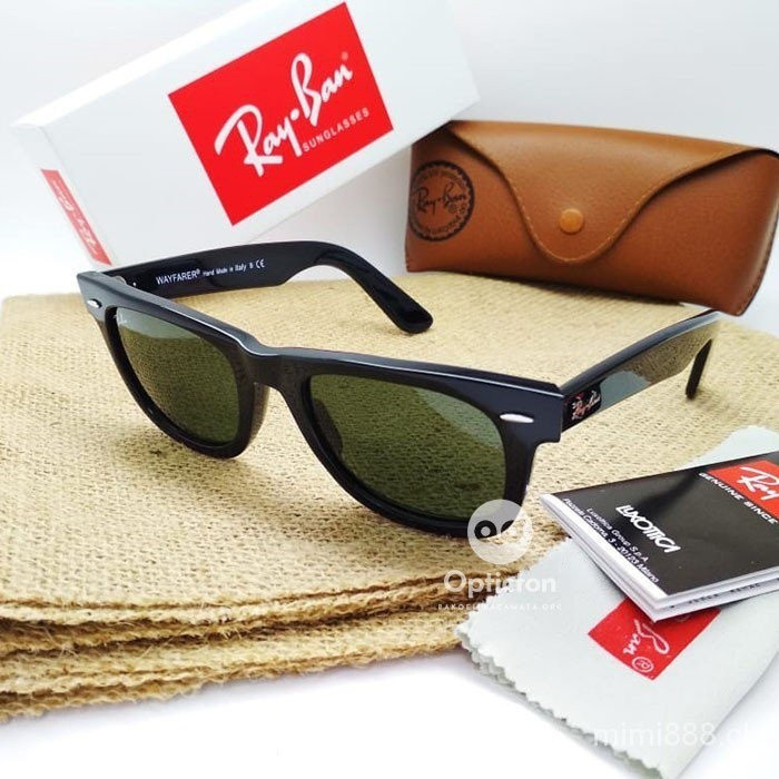 แว่นกันแดด Rayban Wayfarer 2140a ขนาด 50 เลนส์แก้ว-สีดํา Intermitente Limited