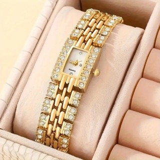 นาฬิกาผู้หญิงหรูหราแฟชั่นอินเทรนด์เพชรหุ้มห่อนาฬิกาควอทซ์สี่…