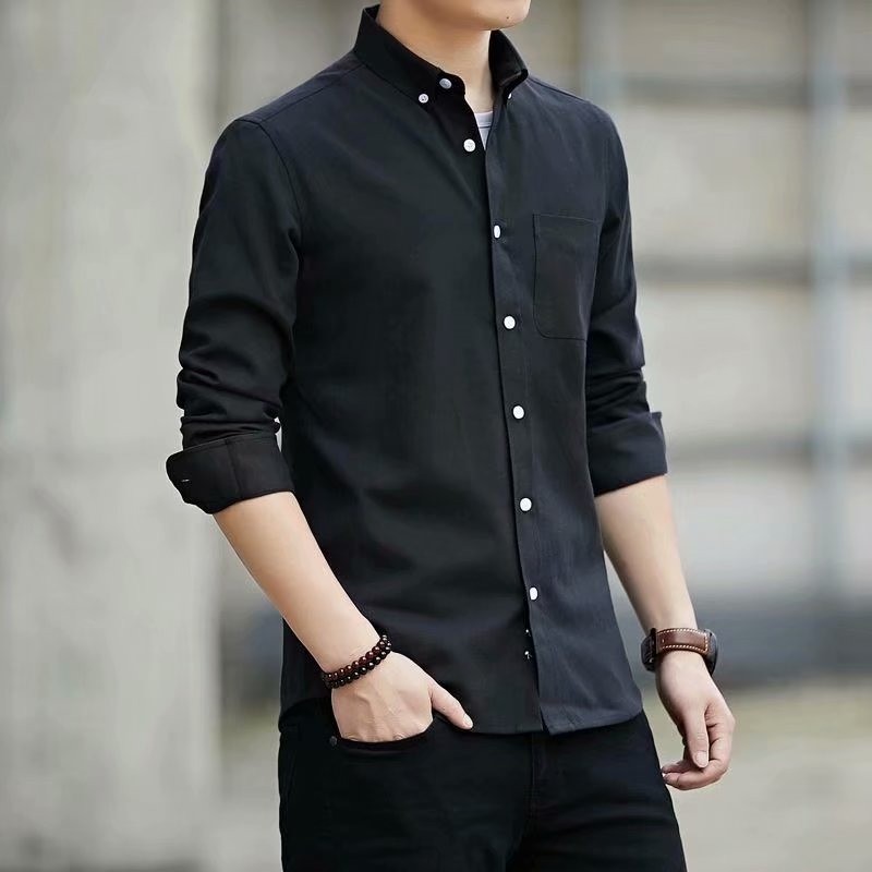 เสื้อเชิ้ตแขนยาวผู้ชาย รุ่นใหม่ สไตล์เกาหลี ลายทางสุดเท่ ทรงหลวม ใส่ลำลองสบาย แมทช์ง่ายทุกโอกาส