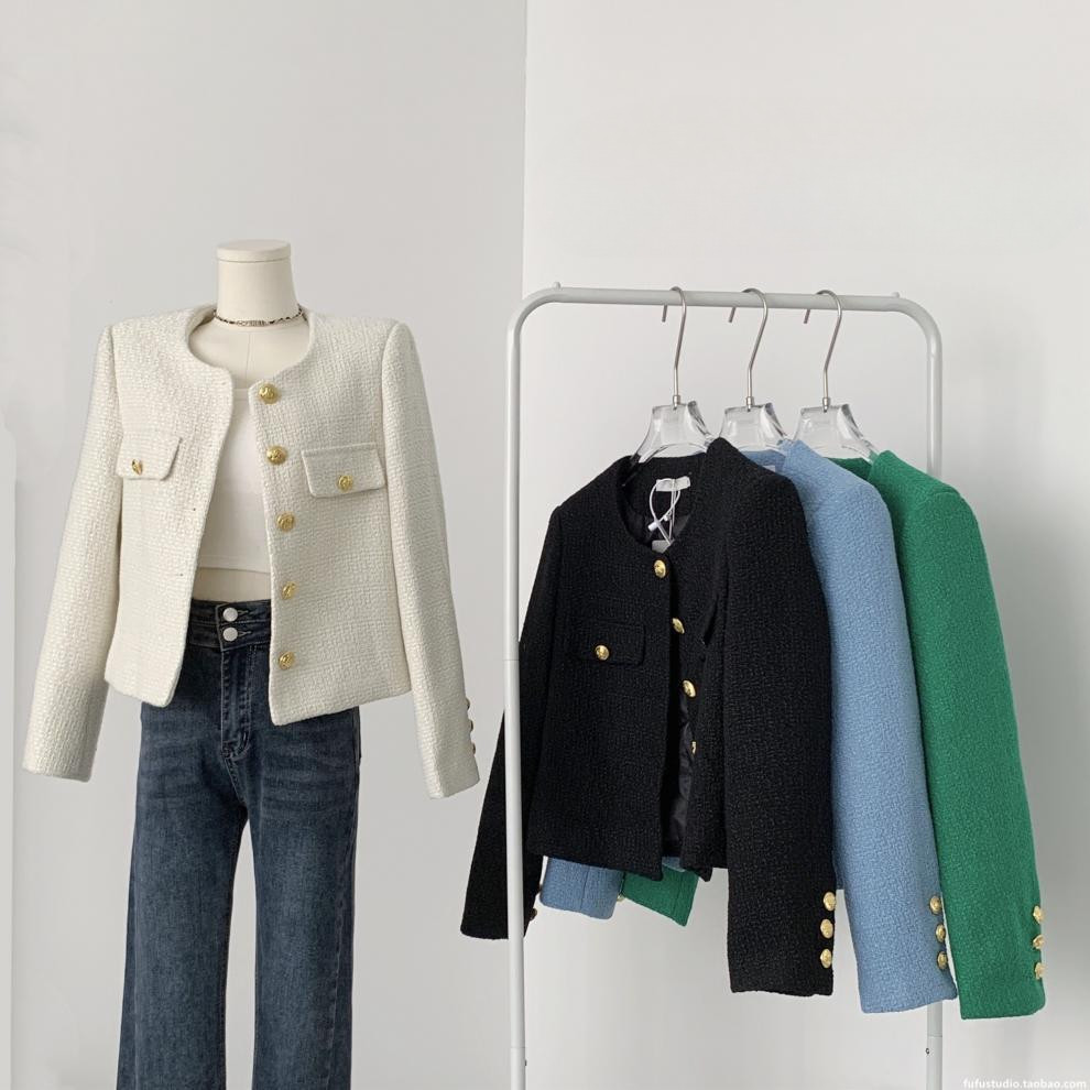 【ส่งไวจากไทย】Maisidamall เสื้อเชิ้ตแขนยาวผ้าทวีตแฟชั่นเกาหลี เสื้อผ้าผู้หญิง แฟชั่น คอกลม มีหลายสีให้เลือก เบลเซอร์