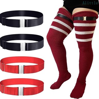 Alia ปรับขายืดหยุ่น Garter สายรัดโลหะ Buckled ยาวถุงน่องต้นข…