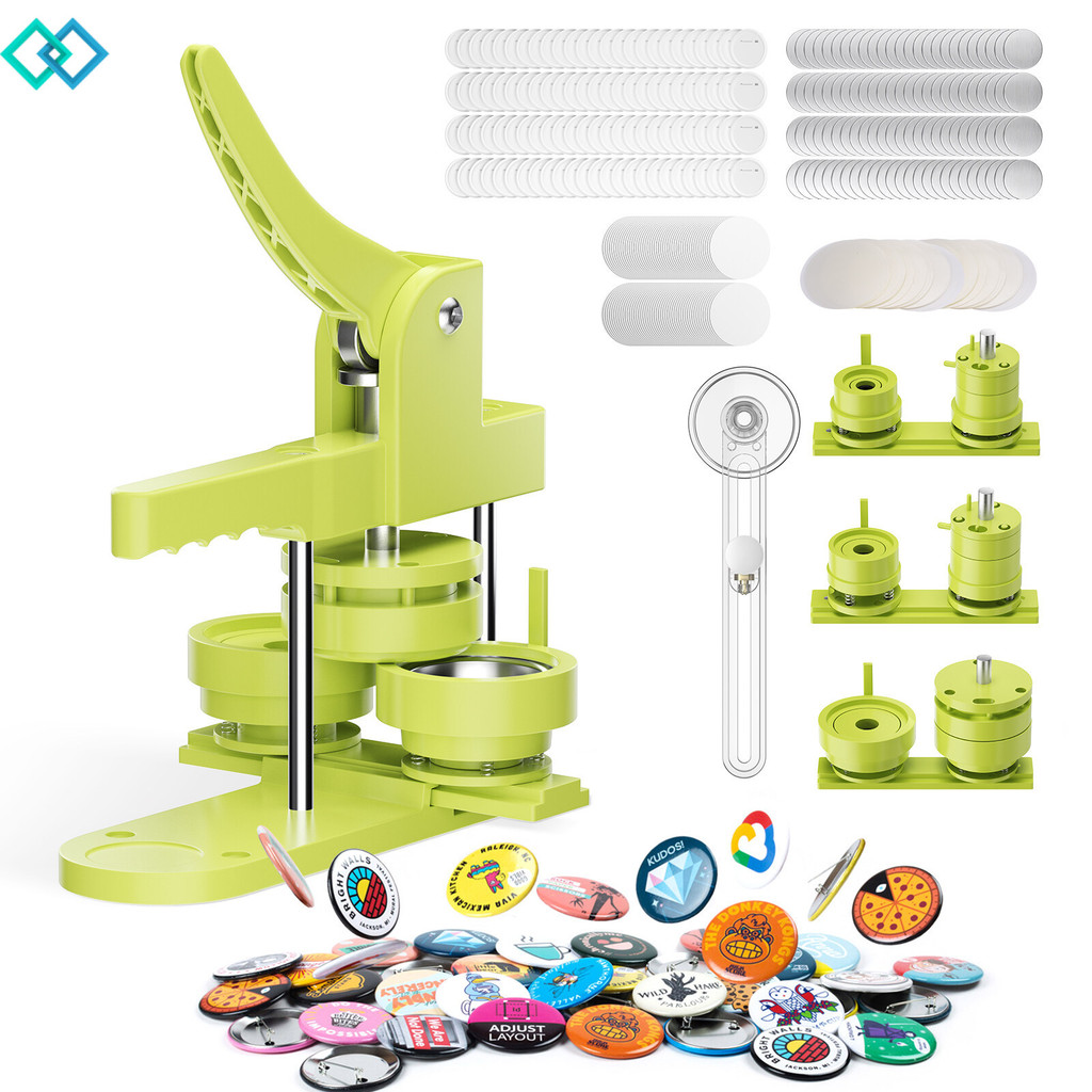 Qt Push-Pull Pink Button Badge Maker Machine, DIY Pin Button Maker Machine ขนาดที่แตกต่างกันแม่พิมพ์