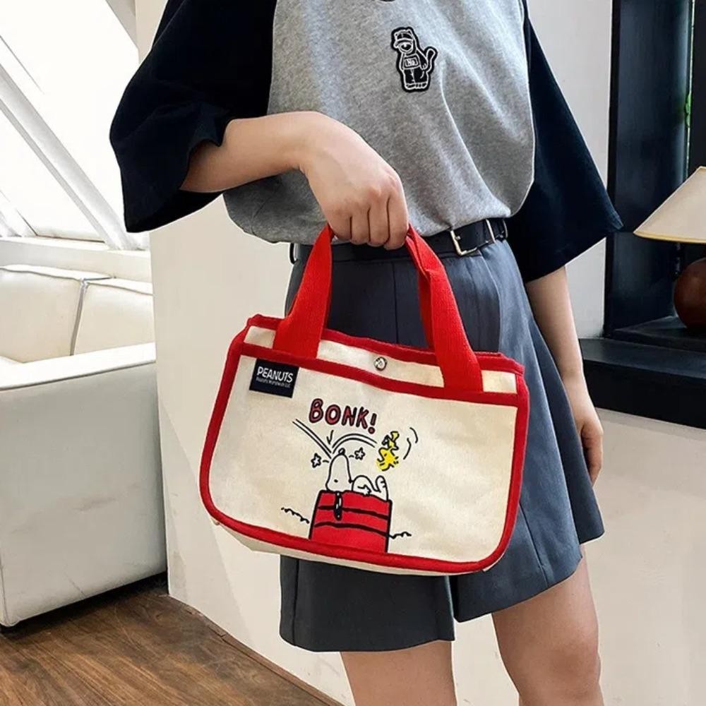 Uumir Snoopy Tote Bag,การ์ตูนพิมพ์ถุงอาหารกลางวันความจุสูง,น่ารักผ้าใบมัลติฟังก์ชั่กระเป๋าถือการ์ตูน