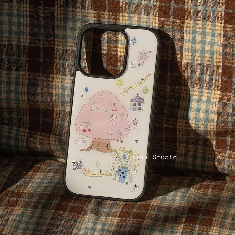 เกาหลี Ins Dreamy Fairy Tale World สีดํา Soft Edge สําหรับ Iphone16promax/15pro/13/12/11/14pro xsmax เคสโทรศัพท์ ราคา ถูกที่สุด ดีลบีเคเค