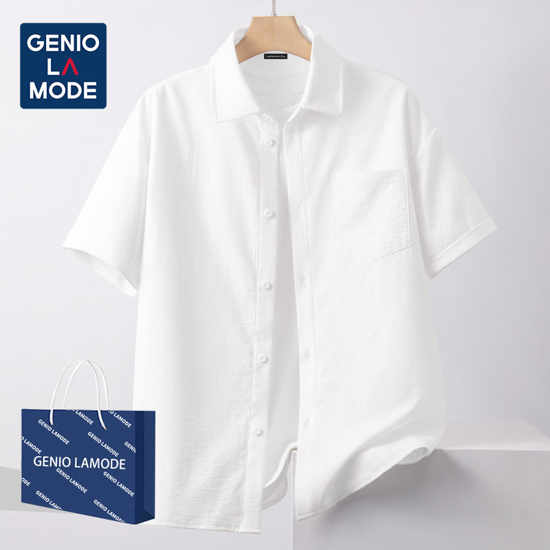 GENIO LAMODE เสื้อเชิ้ตแขนสั้น Unisex สบายๆ ผ้าไอซ์ซิลค์เกรดพรีเมี่ยม ใส่ทำงานหรือเที่ยวได้ทุกโอกาส ส่งจากกรุงเทพฯ ไซส์ M-5XL