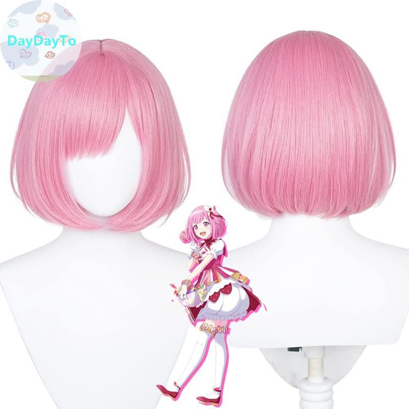 Daydayto อะนิเมะ Ootori Emu คอสเพลย์วิกผม 28 ซม.สั้นสีชมพูวิกผมทนความร้อน Perucas สังเคราะห์ผม TH