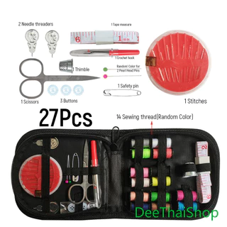 DeeThai 27 ชิ้น ชุดเข็มด้าย DIY อุปกรณ์เย็บผ้าแบบพกพา อเนกประสงค์ พร้อมกระเป๋า Sewing kit