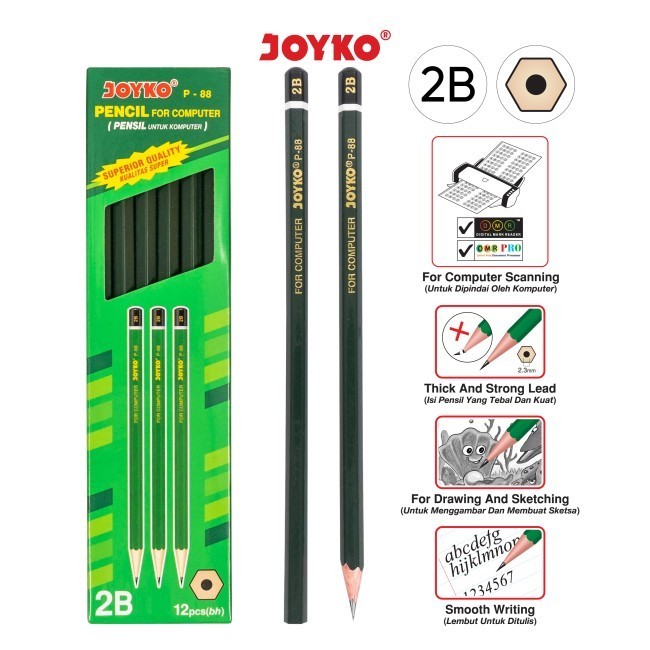Joyko P88 Brand 2B Pencils 2B HB Wooden Pencils 1 โหล