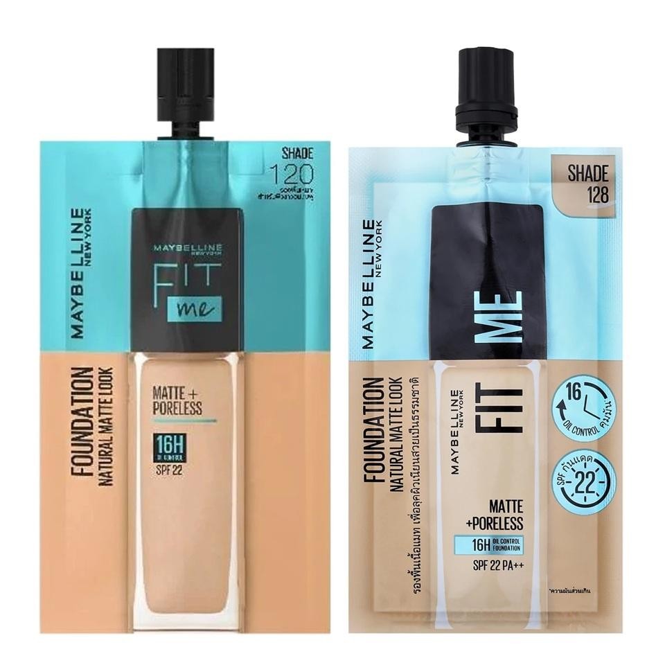 Maybelline New York เมย์เบลลีน นิวยอร์กฟิตมีแมทแอนด์ พอร์เลส ลิควิด ฟาวเดชั่น รองพื้นสำหรับผิวขาวเหลือง ขนาด 5 มล. 1 ซอง