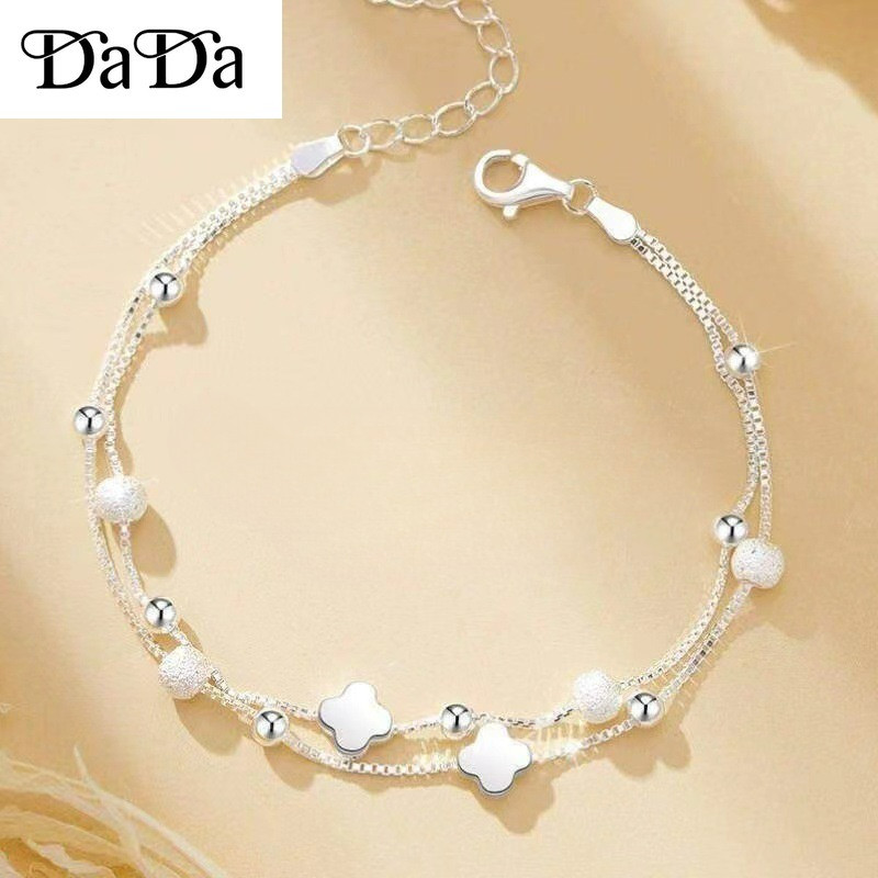 Sier Italy Clover Transfer Bead Bracelet Light Niche Design ประณีตวันวาเลนไทน์